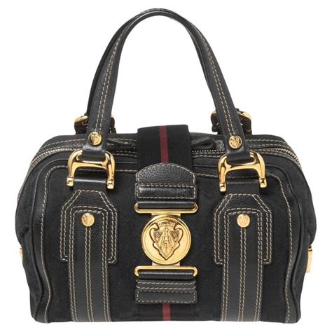 gucci segeltuch handtasche|Gucci black leather handbags.